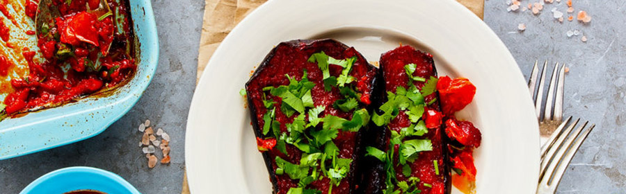 proteine dieet recept aubergine in tomatensaus